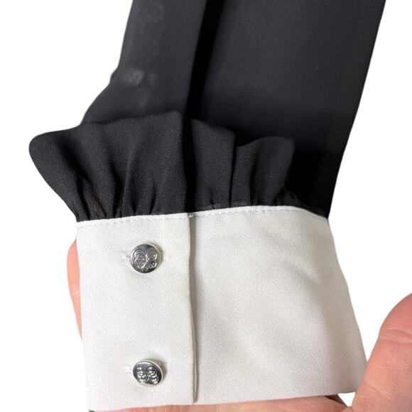 CeCe Velvet Floral Collared Dress Long Sheer Sleeves Women’s Size 14 - Picture 6 of 9